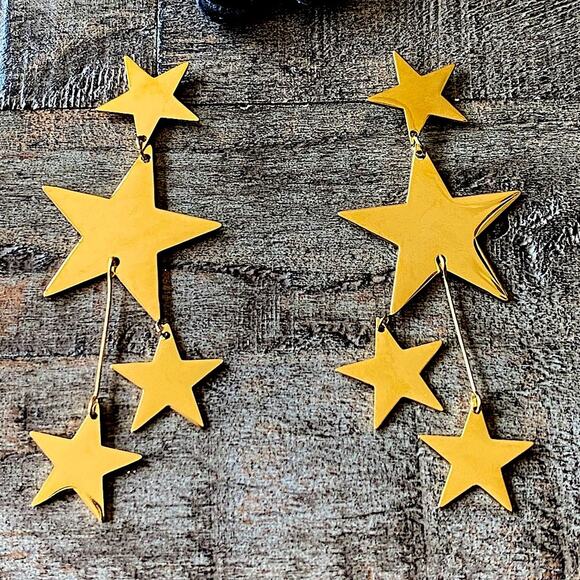 NEW Gold Falling Stars Dangle Earrings - Picture 9 of 9